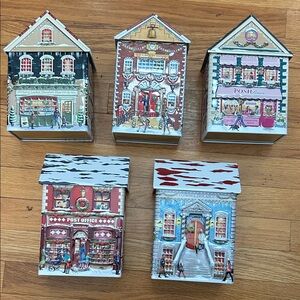 Vintage Harry London Festive Village Tin Set - Multicolor